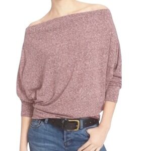 FREE PEOPLE We The Free Valencia Off The Shoulder Top Purple Ribbed Knit Size XS